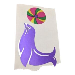 Sandylion Seal & Ball Sticker‎ Rare Mylar Vintage Prizm Prism
